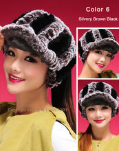 Load image into Gallery viewer, Fur Hat Real Rex Rabbit Hat Lady Headgear for Women 13604