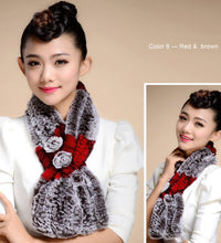 Load image into Gallery viewer, Real REX Rabbit Fur Scarf Flower Decoration Wrap Cape Shawl Neck Warmer Various Colors Soft Fur FS14507