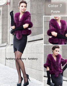 Natural Mink Coat Female with Big Fox Fur Collar Winter Jacket Women 15116