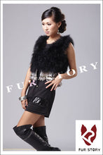 Load image into Gallery viewer, Natural Turkey Fur Vest with Rabbit Fur Fringe Jacket Coat Gilet 7 Colors