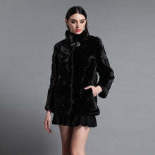 Load image into Gallery viewer, Women&#39;s Genuine Mink Fur Coat Women Stand-up Collar Outerwear 161142