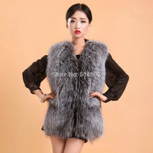 Load image into Gallery viewer, Natural Silver Fox Fur Vest Lamb Leather Luxury Fur Waistcoat Jacket