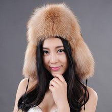 Load image into Gallery viewer, Winter Women&#39;s Fox Fur Hat Bomber Hats Cap Tapper Hat Snow Cap Fur millinery  Ear Protector Cap Warm Hat Fur Story FS060101