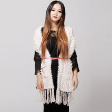 Load image into Gallery viewer, Knitted Natural Rabbit Fur Vest Double Wear Design Spring Autumn Tunic Waistcoat