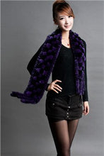 Load image into Gallery viewer, Real REX Rabbit Fur Scarf Rabbit Ball Fur Wrap Cape Shawl Neck Warmer FS13514