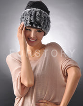 Load image into Gallery viewer, Real Rex rabbit fur hat scarf wool Beanie hat cap neck warmer double use FS13608