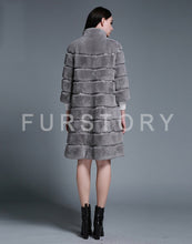 Load image into Gallery viewer, Natural Rex Rabbit Coat Women Grace Long Overcoat Jacket Winter Outerwear