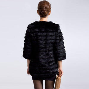 Women's  Long Style  Real Rabbit Fur Coat Full Pelt Natural Fur Coat 010109