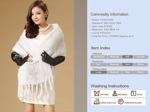 Real Knitted Mink Fur Shawl Stole Wrap Cape Poncho Coat Garment Various Colors Fur Story FS070306