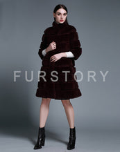 Load image into Gallery viewer, Natural Rex Rabbit Coat Women Grace Long Overcoat Jacket Winter Outerwear