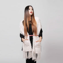 Load image into Gallery viewer, Knitted Natural Rabbit Fur Vest Double Wear Design Spring Autumn Tunic Waistcoat