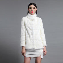 Load image into Gallery viewer, Women&#39;s Genuine Mink Fur Coat Women Stand-up Collar Outerwear 161142