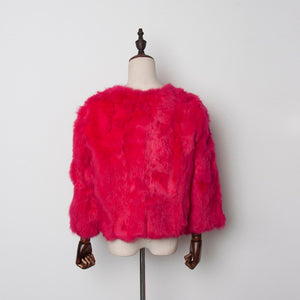 Women's Real Rabbit Fur coat Commuter style Bright Color Natural Fur Coat