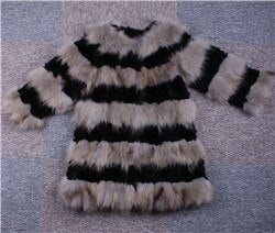 Real Raccoon & Rabbit Fur Coat Jacket Overcoat Bright Color Commuter Style FS13011