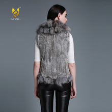 Load image into Gallery viewer, Natural Rabbit Fur Vest Big Fox Fur Collar Jacket Coat