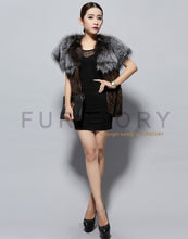 Load image into Gallery viewer, Women&#39;s Knitted Real Mink Fur Splicing Silver Fox Fur Vest Real Fur Vest Female