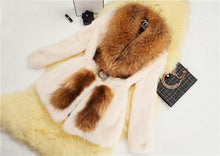 Load image into Gallery viewer, Natural Rabbit Fur Coat Supper Big Raccoon Fur Collar Women Overcoat
