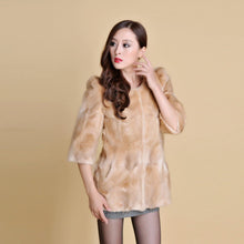 Load image into Gallery viewer, Women&#39;s Natural Fur Coat Long Version Light Camel Full Pelt Real Fur Coat Female