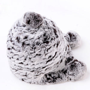 Knitted Real Rabbit Fur Hat Beanie Earmuff Bomber Hat  Women's Winter Hats 14606