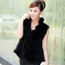Load image into Gallery viewer, Natural Mink Fur Vest Female Flounce Decoration Placket Design Sleeveless Women&#39;s Mink Vest