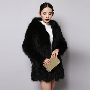 Natural Raccoon Fur Coat Women's Real Fur Jacket Long Sleeve Winter Warm Outwear 151256