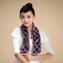 Load image into Gallery viewer, Real REX Rabbit Fur Scarf Wrap Cape Shawl Neck Warmer Women Scarf Flower Decoration FS14509