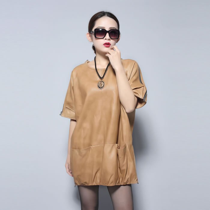 Genuine Sheep Leather Coat Cool Women Leather Jacket Top Grade Lamb Leather Overcoat