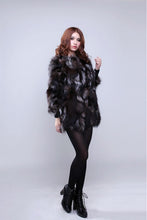 Load image into Gallery viewer, Coat for Women Real Silver Fox Fur Overcoat Garment Jacket  010207