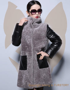 Natural Lamb Fur Coat Genuine Sheep Leather Full Sleeve Jacket