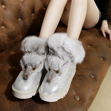 Load image into Gallery viewer, Winter Genuine Cow Leather Shoes Snow Boots Real Fox Fur  Warmer Increased Women Boots Shoes FS14901