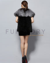 Load image into Gallery viewer, Women&#39;s Knitted Real Mink Fur Splicing Silver Fox Fur Vest Real Fur Vest Female