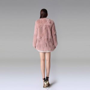 Women's Real Fox Fur Coat Long Sleeve Natural Color Fur Overcoat Women