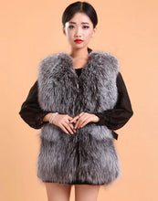Load image into Gallery viewer, Natural Silver Fox Fur Vest Lamb Leather Luxury Fur Waistcoat Jacket