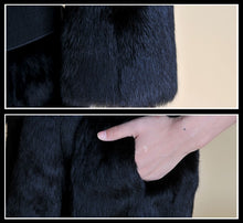 Load image into Gallery viewer, Women&#39;s  Real Rabbit Fur Coat Fox Fur Collar Jacket Overcoat winters Coat 13071
