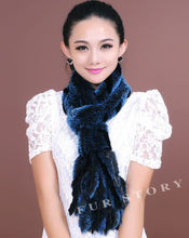 Load image into Gallery viewer, Real REX rabbit fur scarf wrap cape shawl neck warmer in fashion Blue Fur Story FS13502