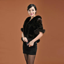 Load image into Gallery viewer, Natural Mink Coat Female with Big Fox Fur Collar Winter Jacket Women 15116
