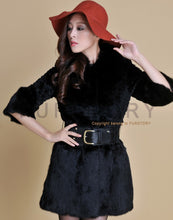Load image into Gallery viewer, Women&#39;s  Real Rabbit Fur Coat Fox Fur Collar Jacket Overcoat winters Coat 13071