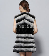 Load image into Gallery viewer, Natural Rex Rabbit Fur Vest Fashion Warmer Outerwear Sleeveless Women Long Coat
