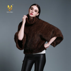 Women's Genuine Knitted Mink Fur Coat Women Pullover Coats Female 15198