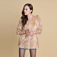 Load image into Gallery viewer, Women&#39;s Natural Fur Coat Long Version Light Camel Full Pelt Real Fur Coat Female