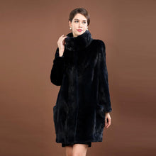 Load image into Gallery viewer, Women&#39;s Genuine Mink Fur Coat Stand Collar Natural Fur Women Jacket 16061