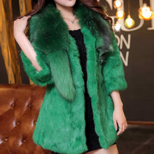 Load image into Gallery viewer, Natural Rabbit Fur Coat Jacket Real Raccoon Dog Fur Collar Trim Thick Jacket