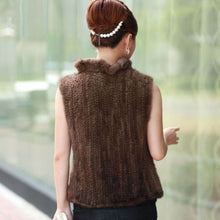 Load image into Gallery viewer, Natural Mink Fur Vest Female Flounce Decoration Placket Design Sleeveless Women&#39;s Mink Vest