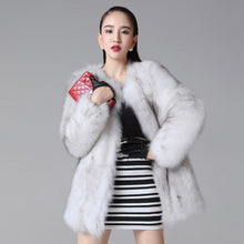 Load image into Gallery viewer, Women&#39;s Real Fox Fur Coat Long Sleeve Natural Color Fur Overcoat Women