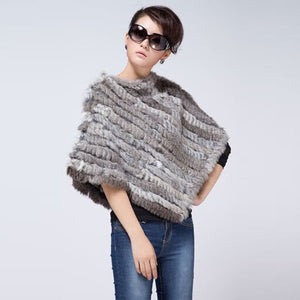 Knitted rabbit fur shawl poncho stole cape scrap wrap wemen's garment 6 colors FS070102