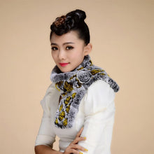Load image into Gallery viewer, Real REX Rabbit Fur Scarf Wrap Cape Shawl Neck Warmer Women Scarf Flower Decoration FS14509