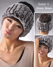 Load image into Gallery viewer, Real Rex rabbit fur hat scarf wool Beanie hat cap neck warmer double use FS13608