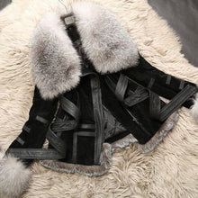 Load image into Gallery viewer, Genuine Leather Coat Full Pelt Fox Fur Collar Collar and Sleeve Cuff Jacket