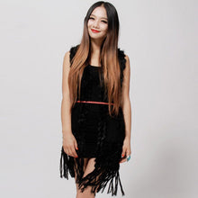 Load image into Gallery viewer, Knitted Natural Rabbit Fur Vest Double Wear Design Spring Autumn Tunic Waistcoat