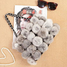 Load image into Gallery viewer, Real Rabbit Fur Ball Bag Handbag Lovely Side Bag Women Purse Totes SMALL Size 20*28 Good Choice for Chirstmas Gift FS040102